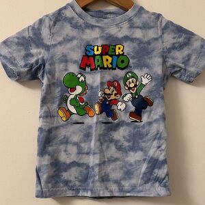 Nintendo Super Mario Kids Tie-Dye T-Shirt - Blue and White